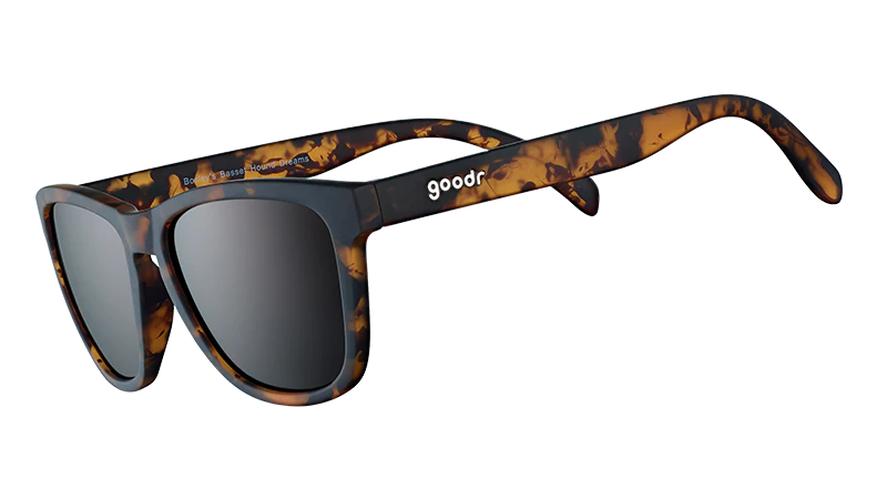Brown tortoiseshell square sunglasses.